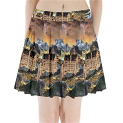 Castle Fantasy Landscape Stormy Pleated Mini Skirt by Pakrebo