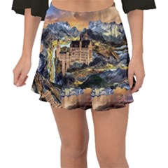 Castle Fantasy Landscape Stormy Fishtail Mini Chiffon Skirt by Pakrebo