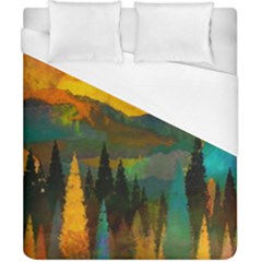 Trees Mountains Sun Sunrise Warm Duvet Cover (california King Size) by Pakrebo