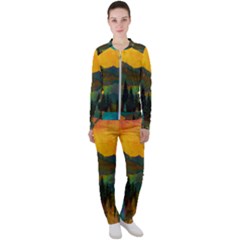 Trees Mountains Sun Sunrise Warm Casual Jacket And Pants Set by Pakrebo