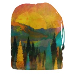 Trees Mountains Sun Sunrise Warm Drawstring Pouch (xxxl) by Pakrebo