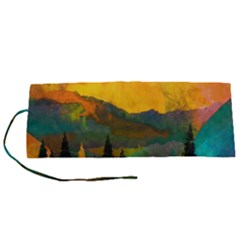 Trees Mountains Sun Sunrise Warm Roll Up Canvas Pencil Holder (s)