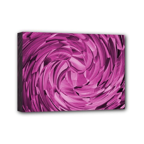 Strudel Magenta Pattern Art Spiral Mini Canvas 7  X 5  (stretched) by Pakrebo