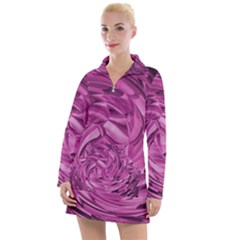 Strudel Magenta Pattern Art Spiral Women s Long Sleeve Casual Dress