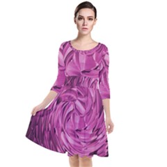 Strudel Magenta Pattern Art Spiral Quarter Sleeve Waist Band Dress by Pakrebo