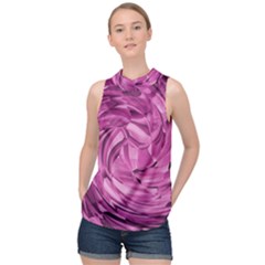 Strudel Magenta Pattern Art Spiral High Neck Satin Top by Pakrebo