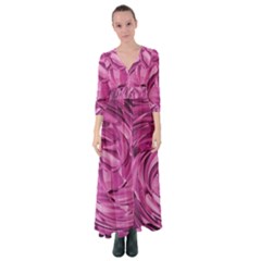 Strudel Magenta Pattern Art Spiral Button Up Maxi Dress