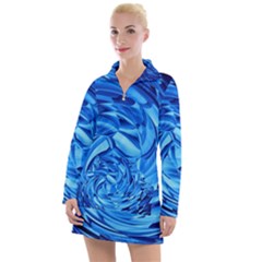 Strudel Blue White Light Blue Women s Long Sleeve Casual Dress