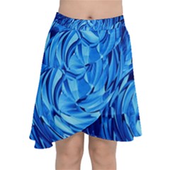 Strudel Blue White Light Blue Chiffon Wrap Front Skirt by Pakrebo