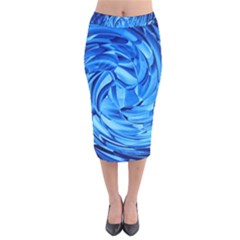 Strudel Blue White Light Blue Velvet Midi Pencil Skirt