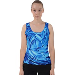 Strudel Blue White Light Blue Velvet Tank Top by Pakrebo