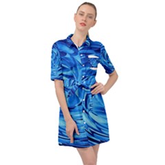 Strudel Blue White Light Blue Belted Shirt Dress