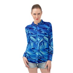 Strudel Blue White Light Blue Long Sleeve Chiffon Shirt