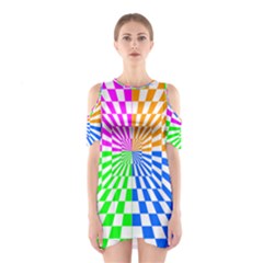 Checkerboard Again 8 Shoulder Cutout One Piece Dress