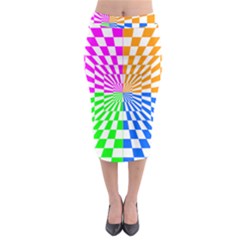 Checkerboard Again 8 Midi Pencil Skirt