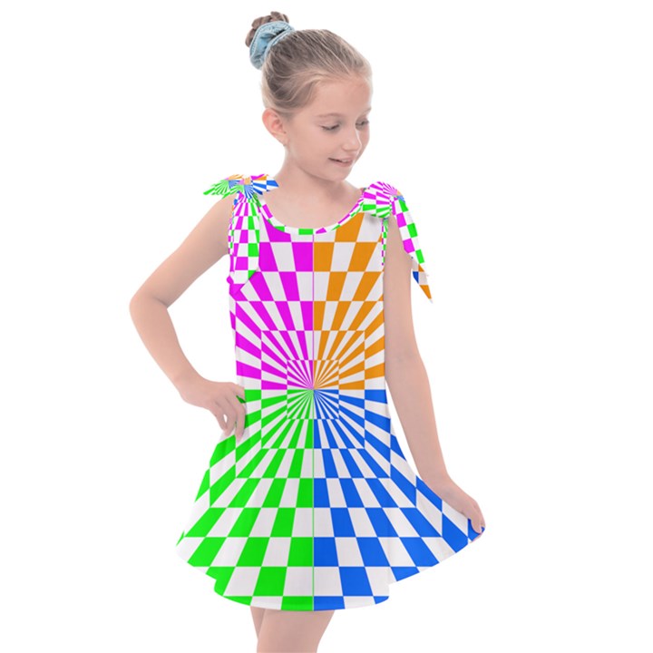 Checkerboard Again 8 Kids  Tie Up Tunic Dress