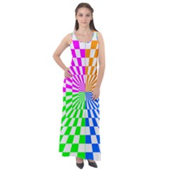 Checkerboard Again 8 Sleeveless Velour Maxi Dress