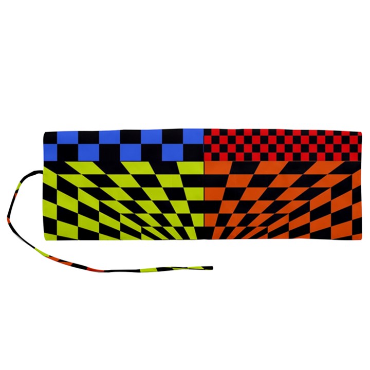 Checkerboard Again 7 Roll Up Canvas Pencil Holder (M)