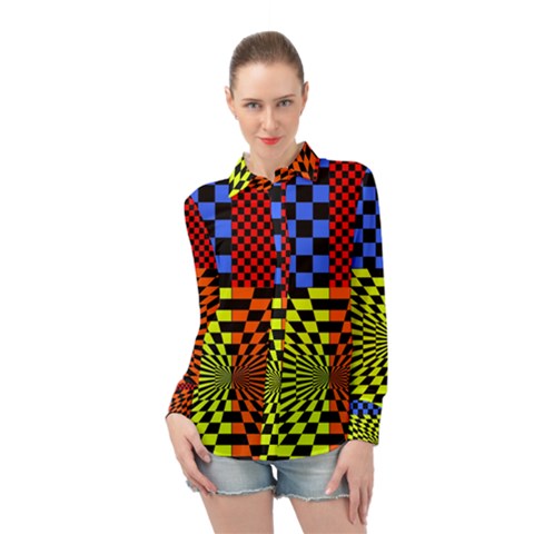 Checkerboard Again 7 Long Sleeve Chiffon Shirt by impacteesstreetwearseven