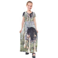 Foal At Pearl Wood - By Larenard Studios Kids  Short Sleeve Maxi Dress by LaRenard