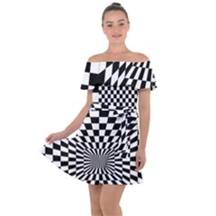 Checkerboard Again 6 Off Shoulder Velour Dress by impacteesstreetwearseven