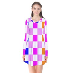 Checkerboard Again 9 Checkerboard Again 9 Long Sleeve V-neck Flare Dress by impacteesstreetwearseven