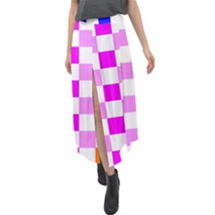 Checkerboard Again 9 Checkerboard Again 9 Velour Split Maxi Skirt