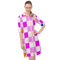 Checkerboard Again 9 Checkerboard Again 9 Long Sleeve Mini Shirt Dress by impacteesstreetwearseven