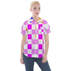 Checkerboard Again 9 Checkerboard Again 9 Women s Short Sleeve Pocket Shirt