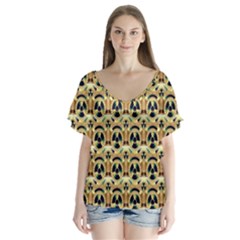 Hsc2 4 V-neck Flutter Sleeve Top by ArtworkByPatrick