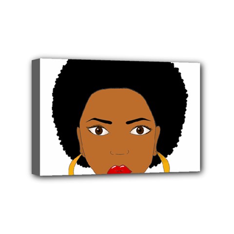 African American Woman With ?urly Hair Mini Canvas 6  X 4  (stretched) by bumblebamboo