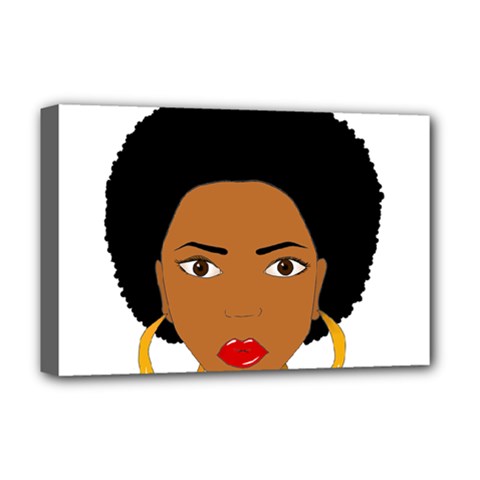 African American Woman With ?urly Hair Deluxe Canvas 18  X 12  (stretched) by bumblebamboo