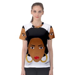 African American Woman With ?urly Hair Women s Sport Mesh Tee