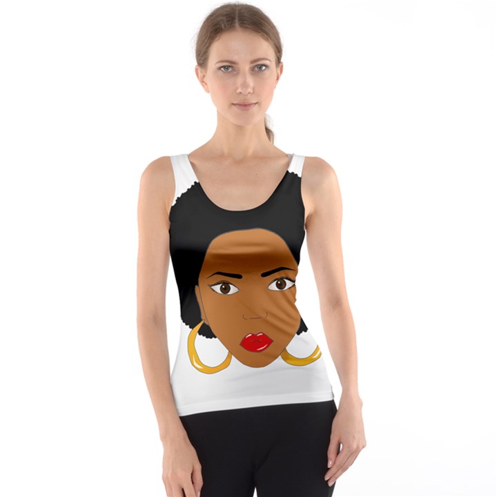 African American woman with сurly hair Tank Top