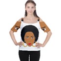 African American woman with сurly hair Cutout Shoulder Tee View1