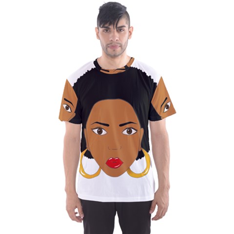 African American Woman With ?urly Hair Men s Sports Mesh Tee by bumblebamboo