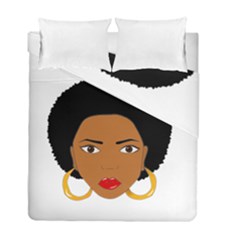 African American Woman With ?urly Hair Duvet Cover Double Side (full/ Double Size) by bumblebamboo