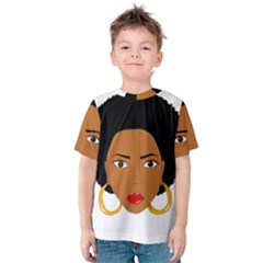 African American Woman With ?urly Hair Kids  Cotton Tee