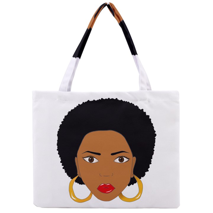 African American woman with сurly hair Mini Tote Bag