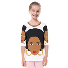 African American Woman With ?urly Hair Kids  Quarter Sleeve Raglan Tee