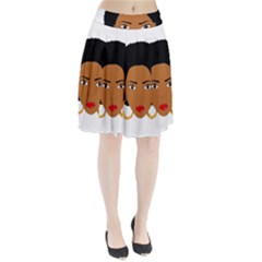 African American Woman With ?urly Hair Pleated Skirt by bumblebamboo