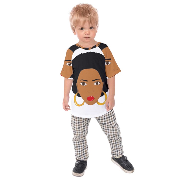 African American woman with сurly hair Kids  Raglan Tee