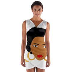 African American Woman With ?urly Hair Wrap Front Bodycon Dress by bumblebamboo