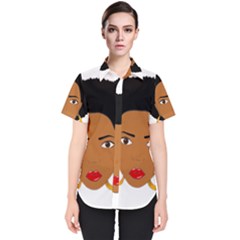 African American Woman With ?urly Hair Women s Short Sleeve Shirt