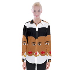 African American Woman With ?urly Hair Womens Long Sleeve Shirt