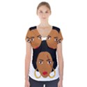 African American woman with сurly hair Short Sleeve Front Detail Top View1