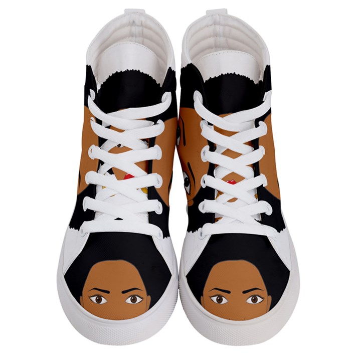 African American woman with сurly hair Men s Hi-Top Skate Sneakers