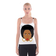 African American Woman With ?urly Hair Spaghetti Strap Top by bumblebamboo