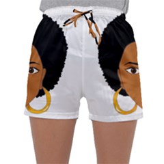 African American Woman With ?urly Hair Sleepwear Shorts by bumblebamboo