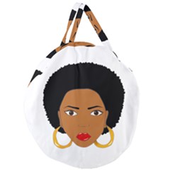 African American Woman With ?urly Hair Giant Round Zipper Tote by bumblebamboo